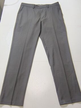 Haggar Premium Comfort  Slim Fit Dress Pants Hidden Comfort Waistband Gray 38x34